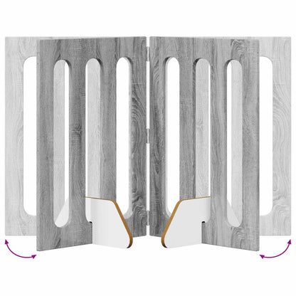 Folding Pet Fence 4 pcs Grey Sonoma 201 x 38 x 70 cm