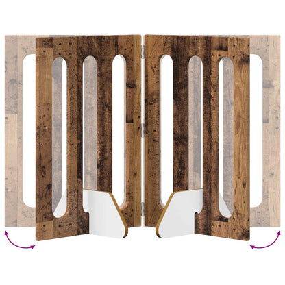 Folding Pet Fence 2 pcs Oak Wood 100.5 x 38 x 70 cm