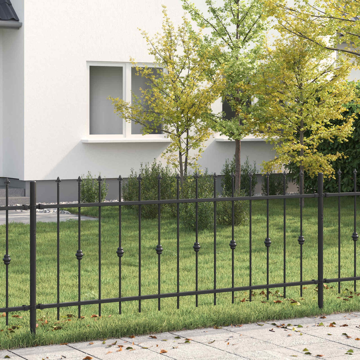 Spike Fence Asten Black 200 x 130 cm Powder-Coated Steel