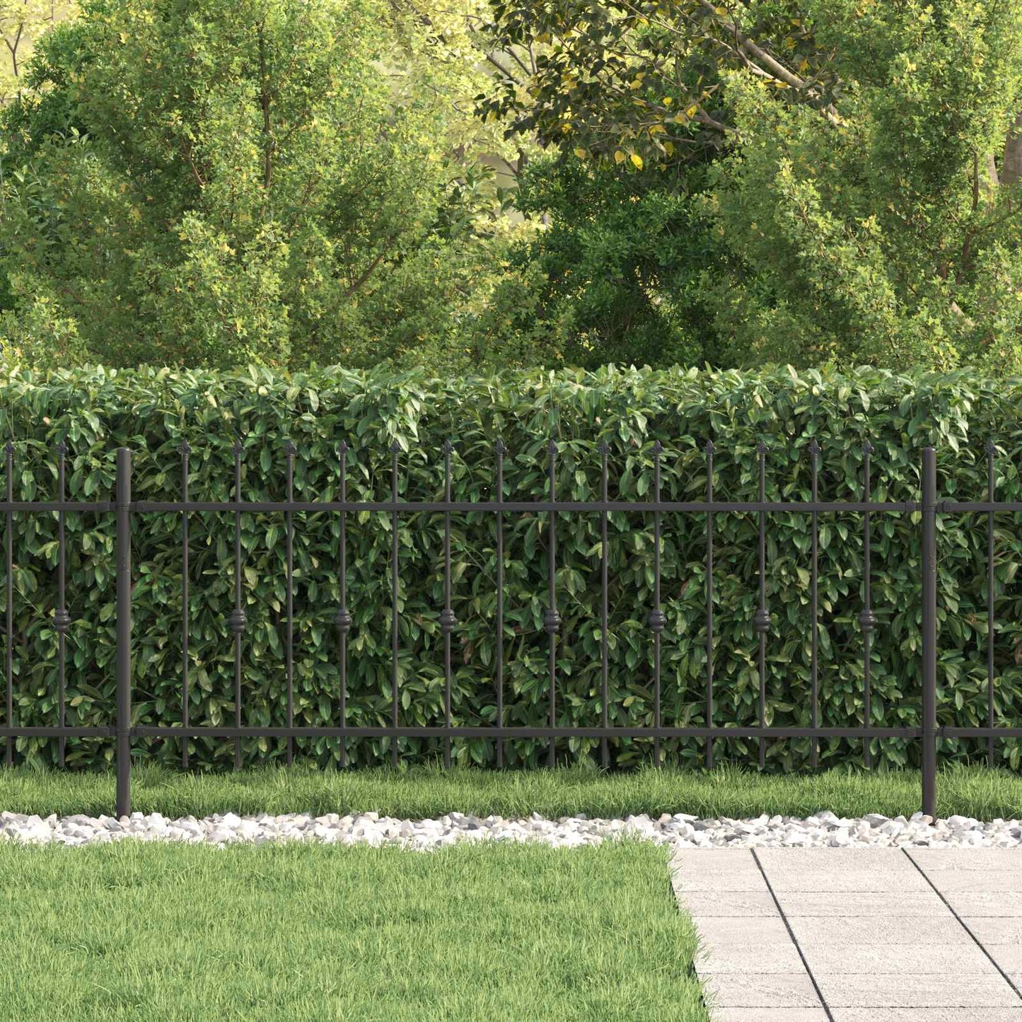Spike Fence Asten Black 200 x 130 cm Powder-Coated Steel