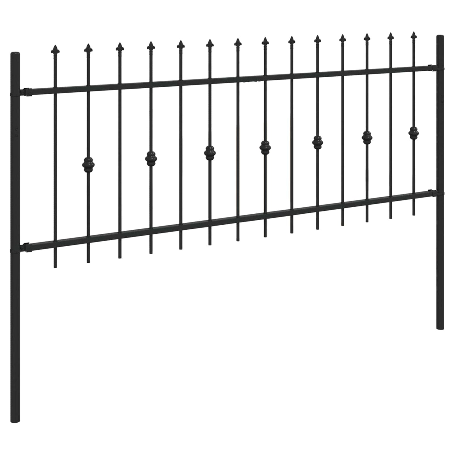 Spike Fence Asten Black 200 x 130 cm Powder-Coated Steel