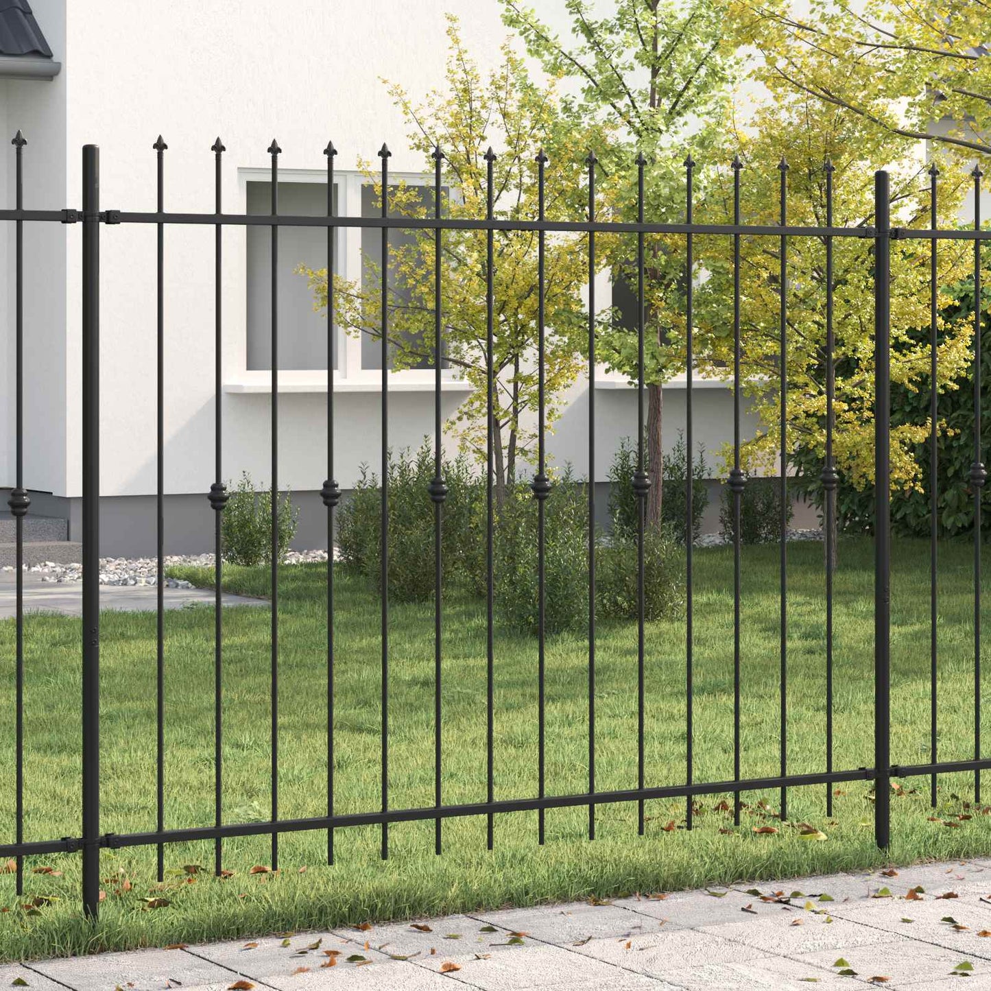 Spike Fence Asten Black 200 x 200 cm Powder-Coated Steel