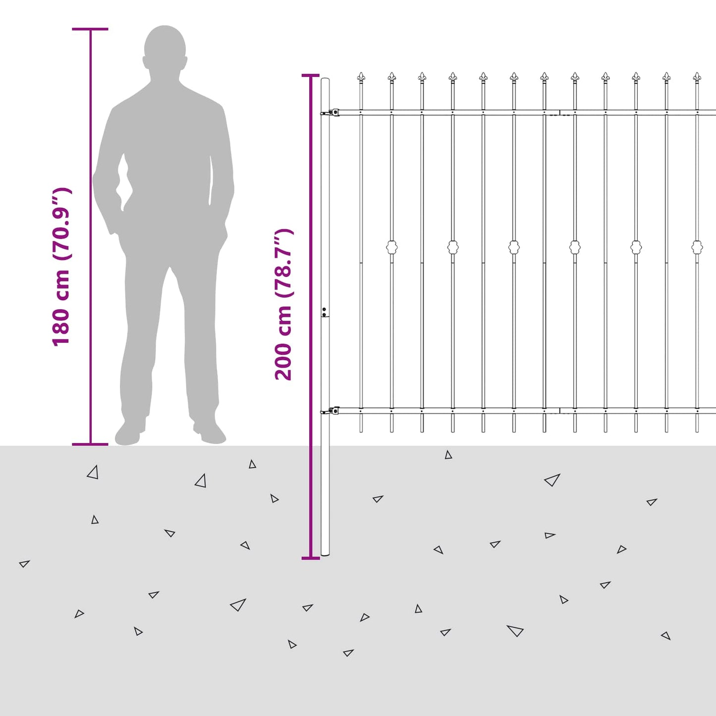 Spike Fence Asten Black 200 x 200 cm Powder-Coated Steel