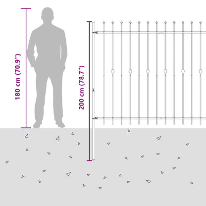 Spike Fence Asten Black 200 x 200 cm Powder-Coated Steel