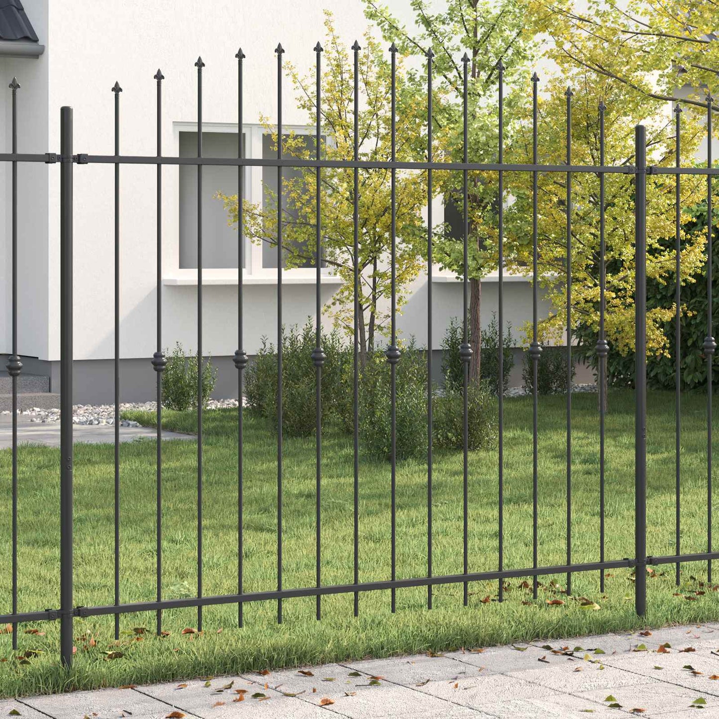 Spike Fence Asten Black 200 x 200 cm Powder-Coated Steel