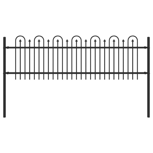 Spike Arch Fence DRONTEN 200 x 110 cm Powder-Coated Steel Black