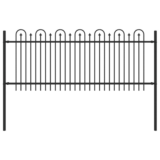 Spike Arch Fence DRONTEN 200 x 130 cm Powder-Coated Steel Black