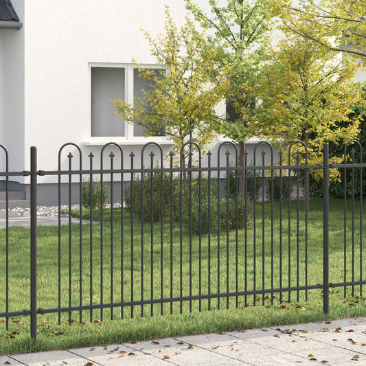 Spike Arch Fence DRONTEN 200 x 150 cm Powder-Coated Steel Black