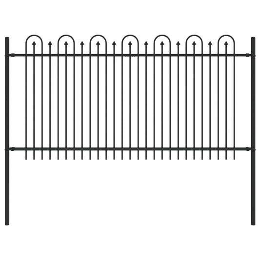 Spike Arch Fence DRONTEN 200 x 150 cm Powder-Coated Steel Black