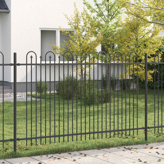 Spike Arch Fence DRONTEN 200 x 166 cm Powder-Coated Steel Black