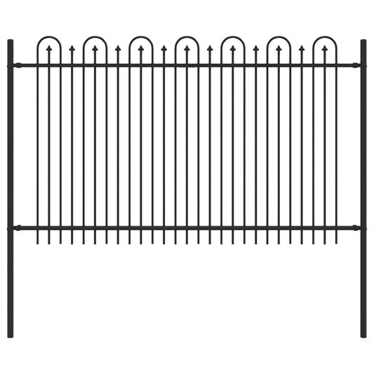 Spike Arch Fence DRONTEN 200 x 166 cm Powder-Coated Steel Black