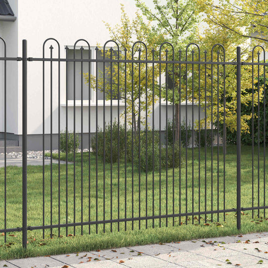 Spike Arch Fence DRONTEN 200 x 200 cm Powder-Coated Steel Black