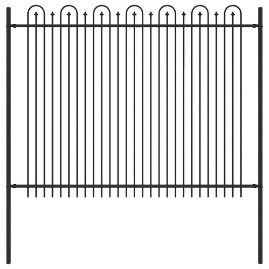 Spike Arch Fence DRONTEN 200 x 200 cm Powder-Coated Steel Black