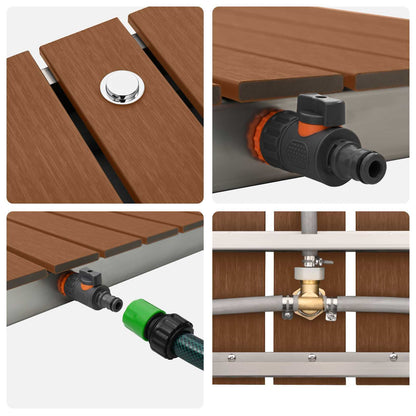 Garden Floor Shower WPC and Stainless Steel 201 Brown