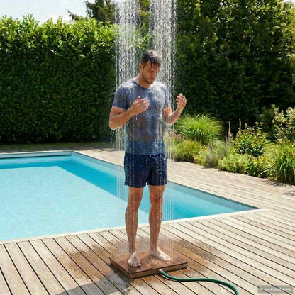 Garden Floor Shower WPC and Stainless Steel 201 Brown