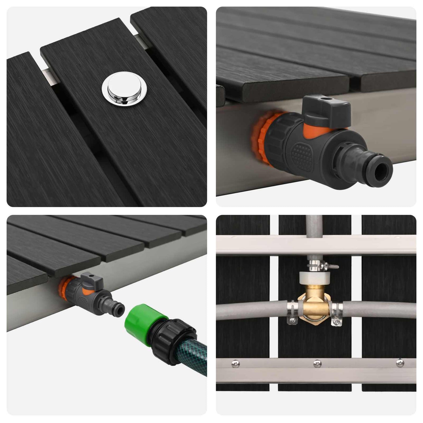 Garden Floor Shower WPC and Stainless Steel 201 Anthracite