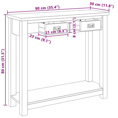 Console Table Natural 90 x 30 x 80 cm Solid Teak Wood
