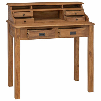 Writing Desk Natural 89.5 x 49.5 x 100 cm Solid Teak Wood