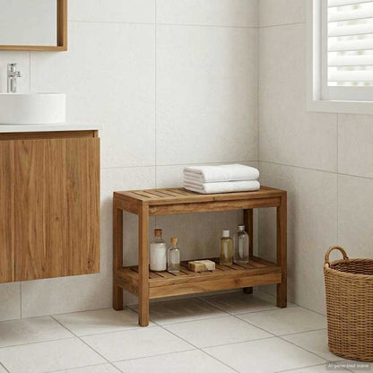 Bathroom Side Table Natural 60 x 30 x 45 cm Solid Teak Wood