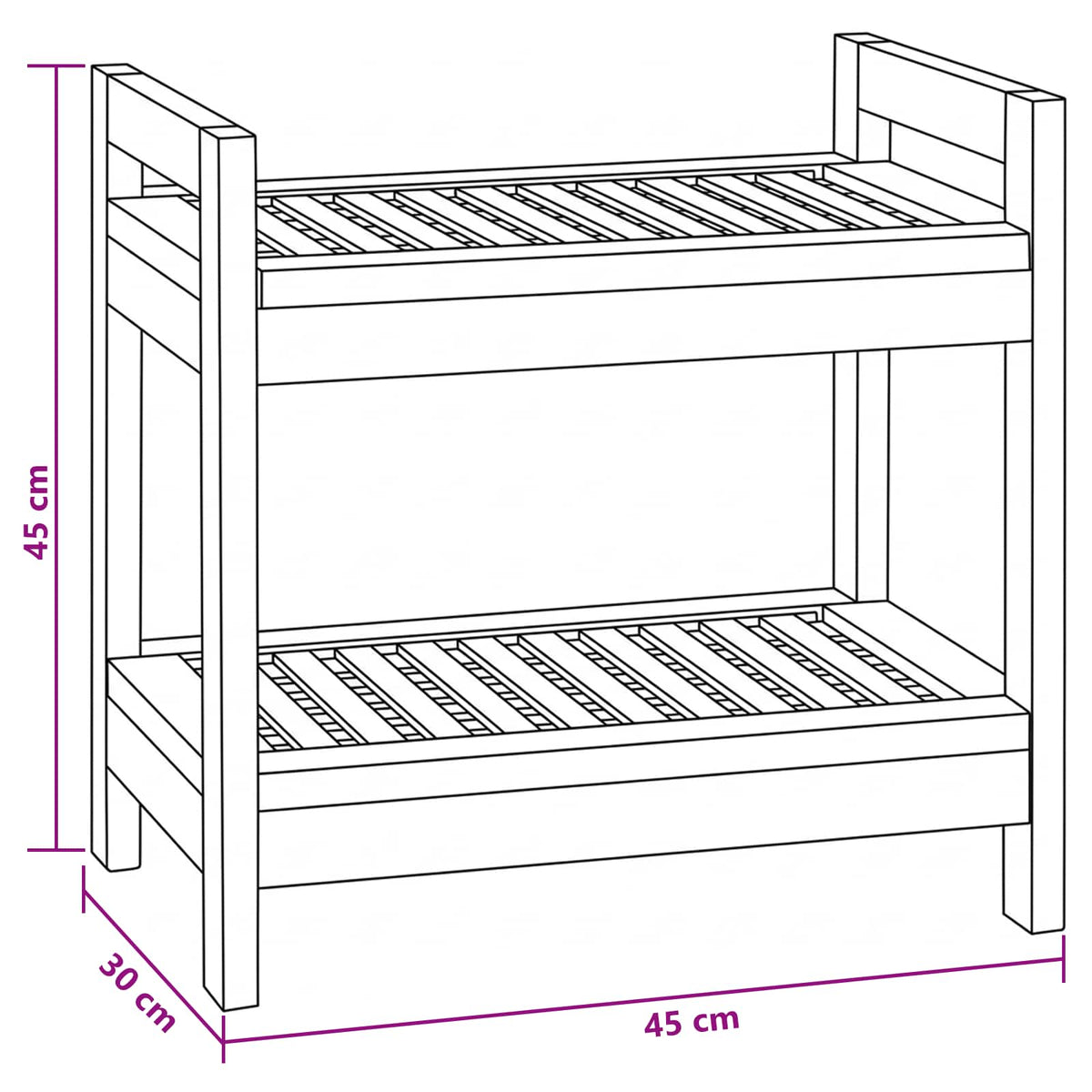 Bathroom Shelf Natural 45 x 30 x 45 cm Solid Teak Wood