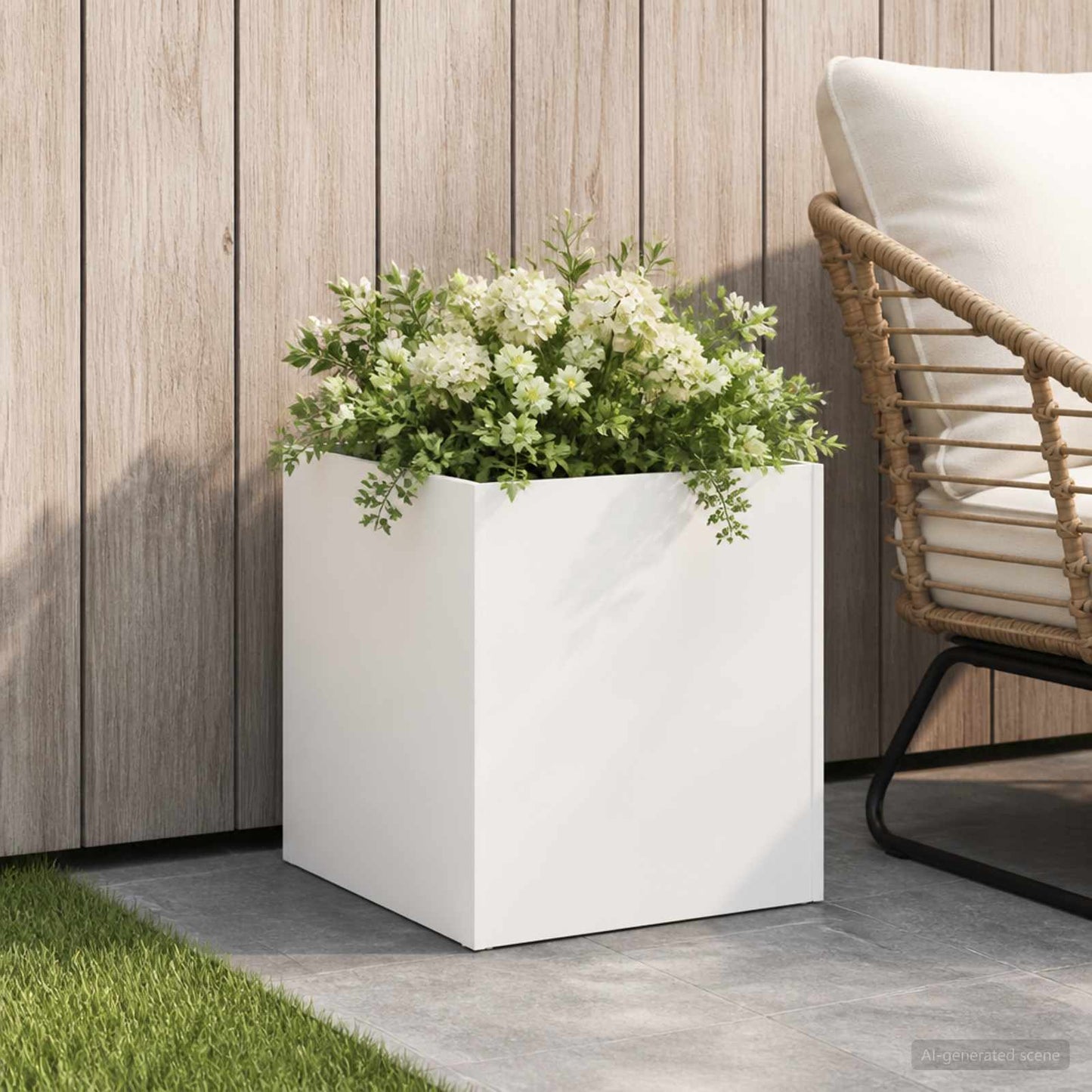 Garden Planter White 20 x 20 x 20 cm Cold-rolled Steel
