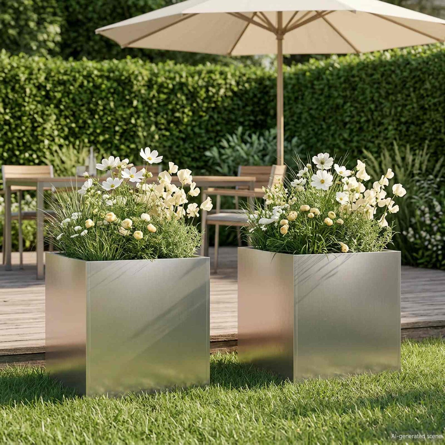Garden Planter 2 pcs Silver 20 x 20 x 20 cm Stainless Steel