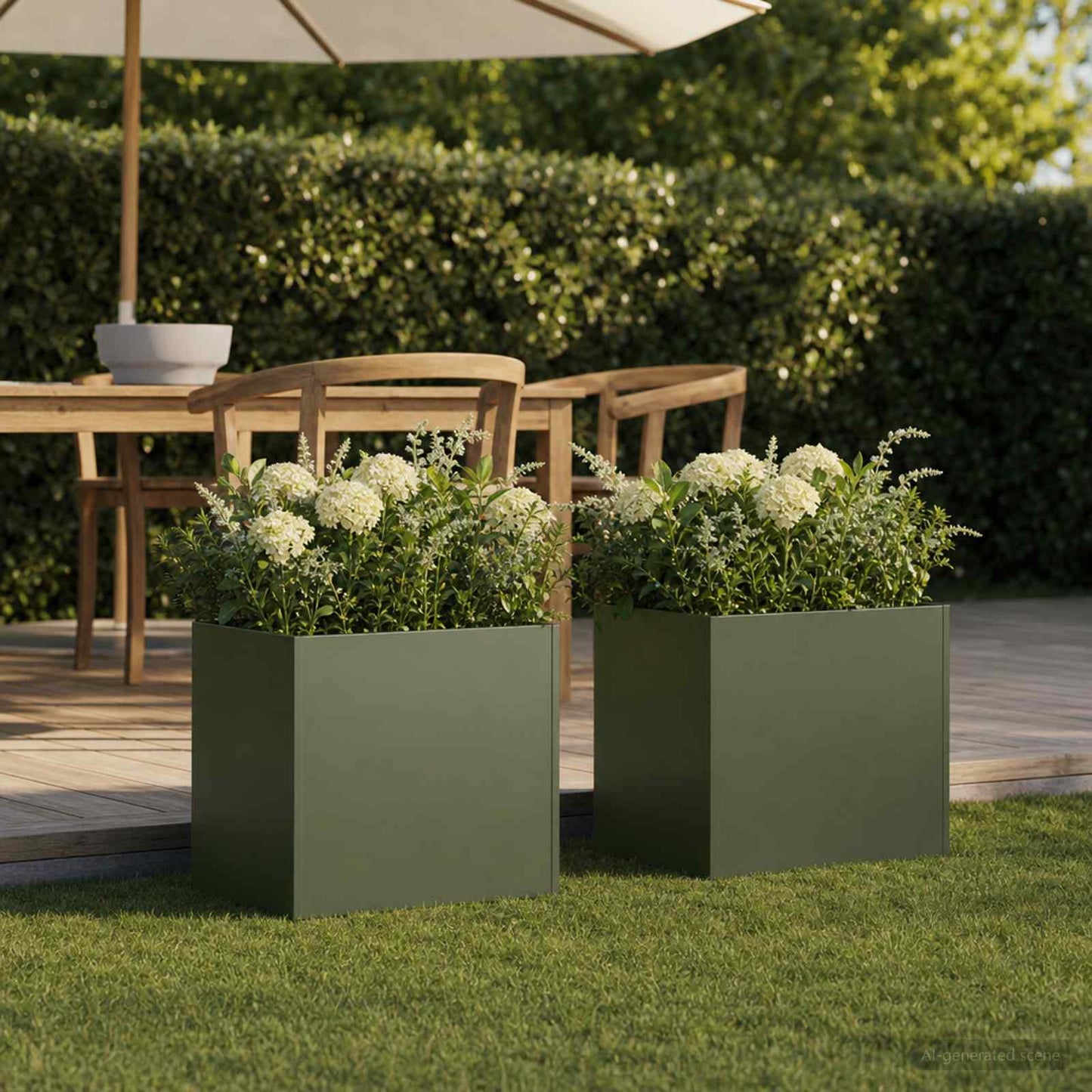 Garden Planter 2 pcs Olive Green 25 x 25 x 25 cm