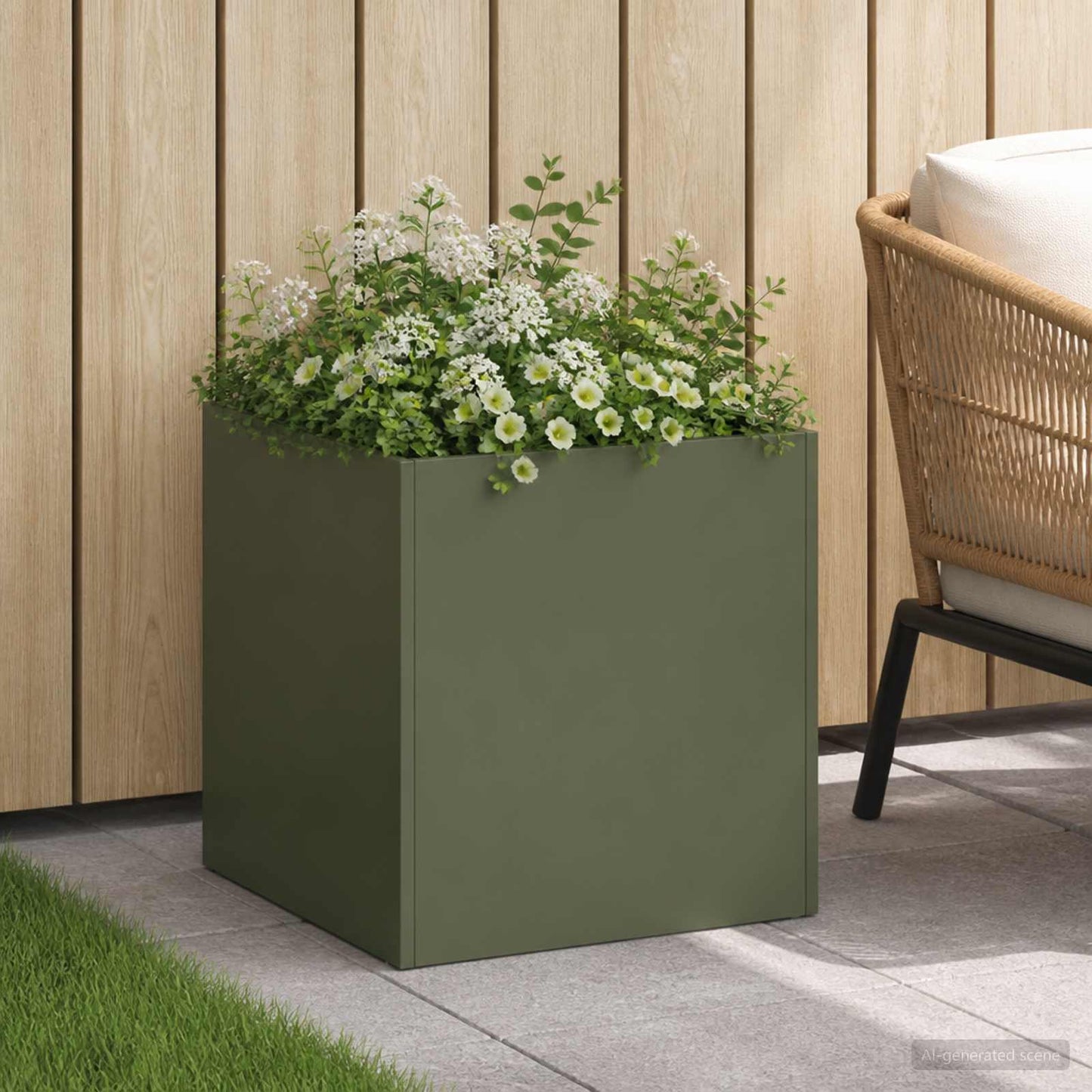 Garden Planter Olive Green 35 x 35 x 35 cm Cold-rolled Steel