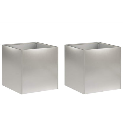 Garden Planter 2 pcs Silver 35 x 35 x 35 cm Stainless Steel