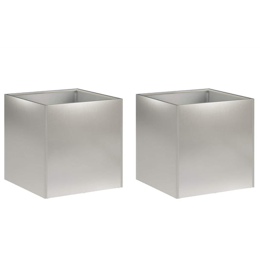 Garden Planter 2 pcs Silver 35 x 35 x 35 cm Stainless Steel
