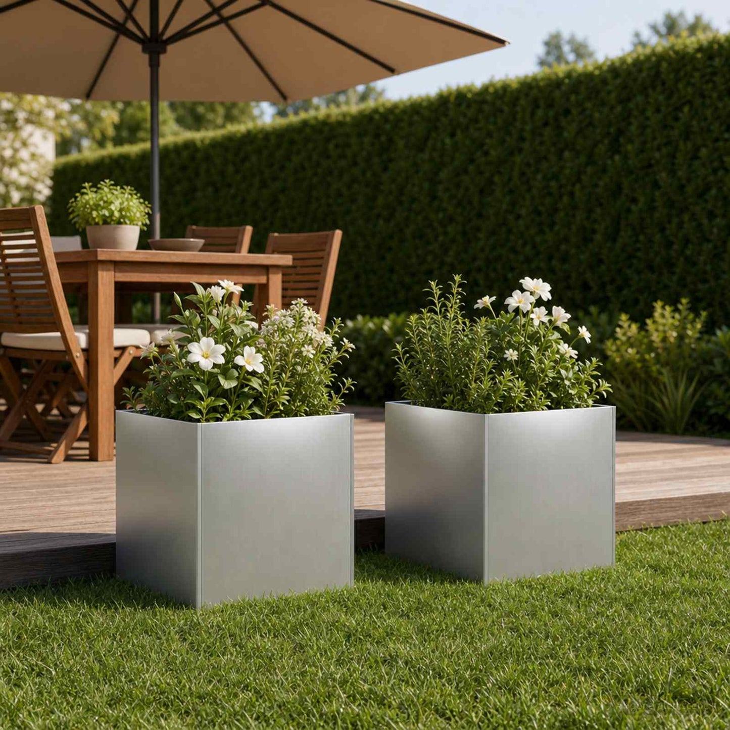 Garden Planter 2 pcs Silver 35 x 35 x 35 cm Galvanised Steel