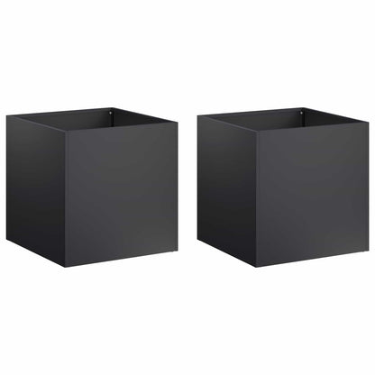 Garden Planter 2 pcs Black 45 x 45 x 45 cm Cold-rolled Steel