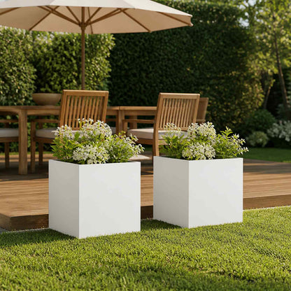 Garden Planter 2 pcs White 45 x 45 x 45 cm Cold-rolled Steel