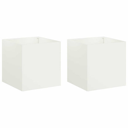 Garden Planter 2 pcs White 45 x 45 x 45 cm Cold-rolled Steel