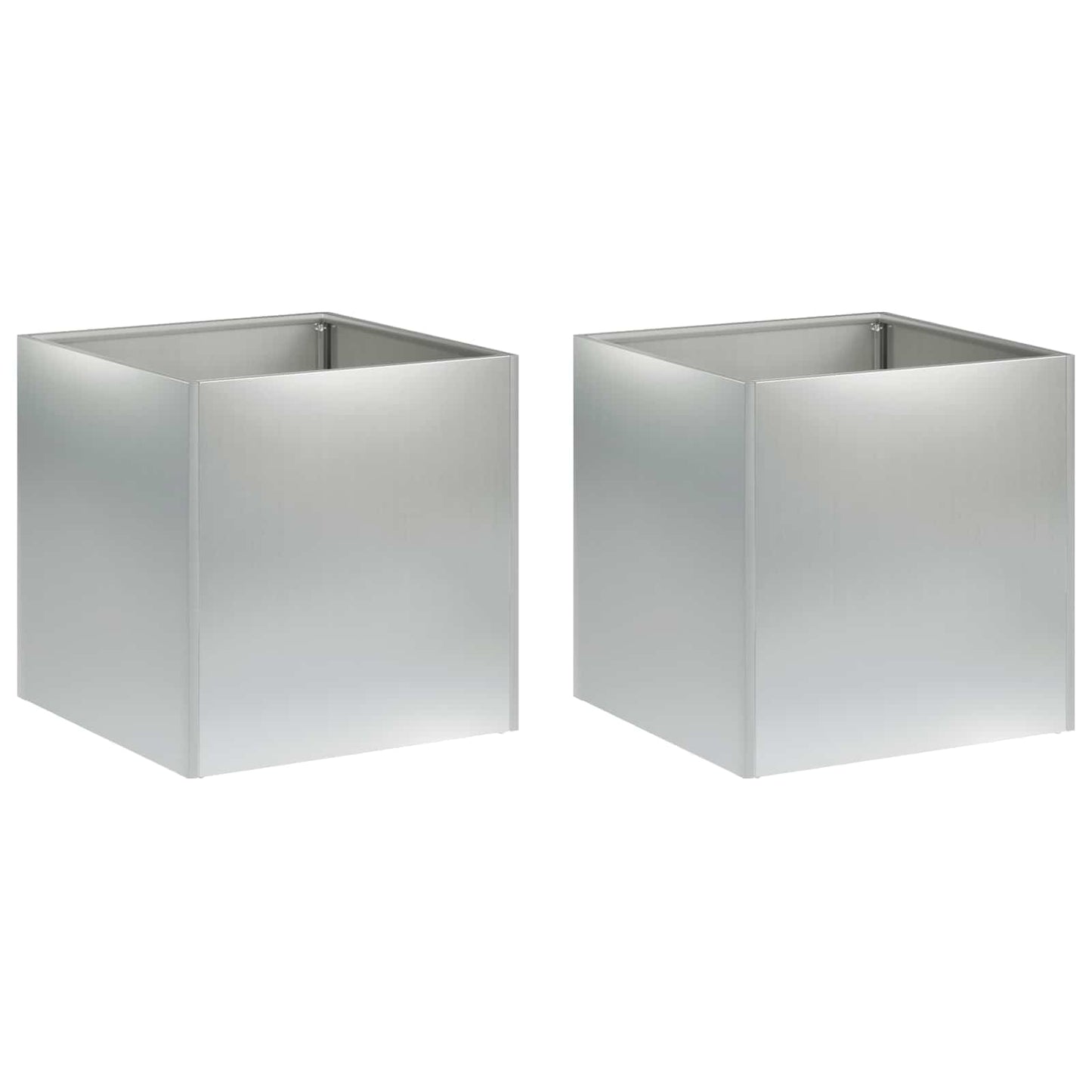 Garden Planter 2 pcs Silver 45 x 45 x 45 cm Galvanised Steel