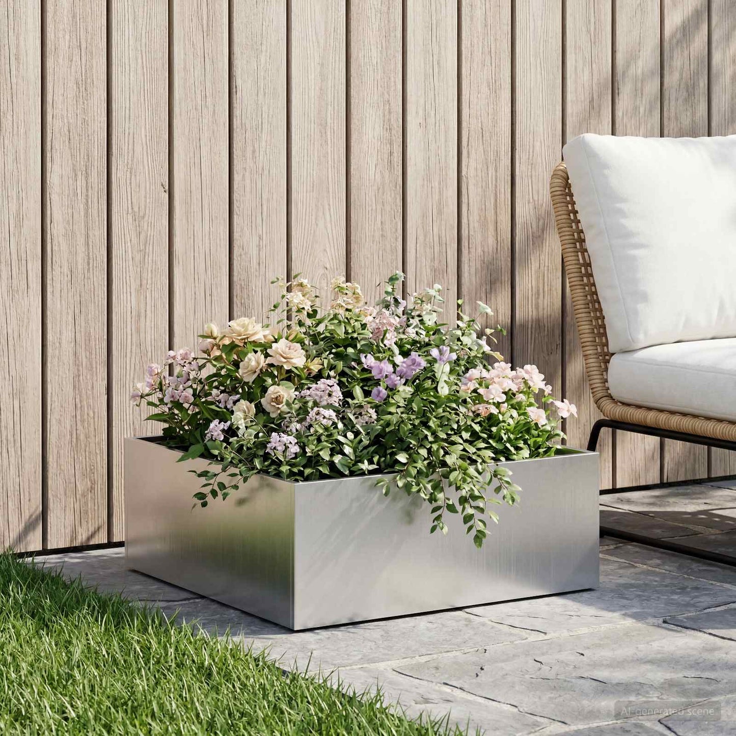 Garden Planter Silver 40 x 40 x 20 cm Stainless Steel