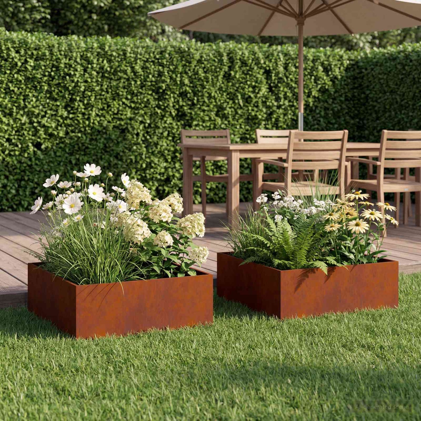 Garden Planter 2 pcs Rusty 40 x 40 x 20 cm Weathering Steel