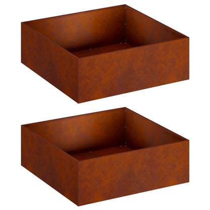 Garden Planter 2 pcs Rusty 40 x 40 x 20 cm Weathering Steel