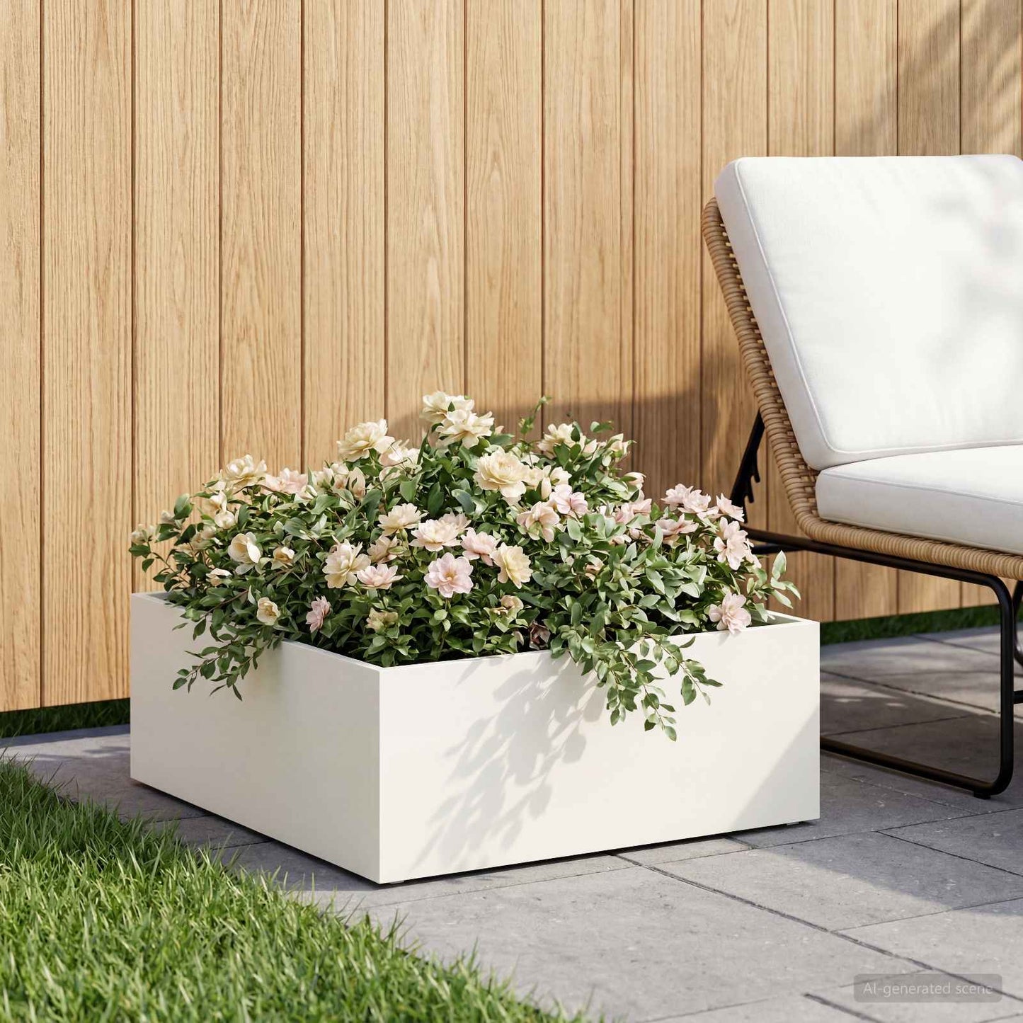 Garden Planter White 60 x 60 x 20 cm Cold-rolled Steel