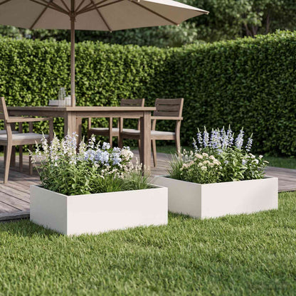 Garden Planter 2 pcs White 60 x 60 x 20 cm Cold-rolled Steel