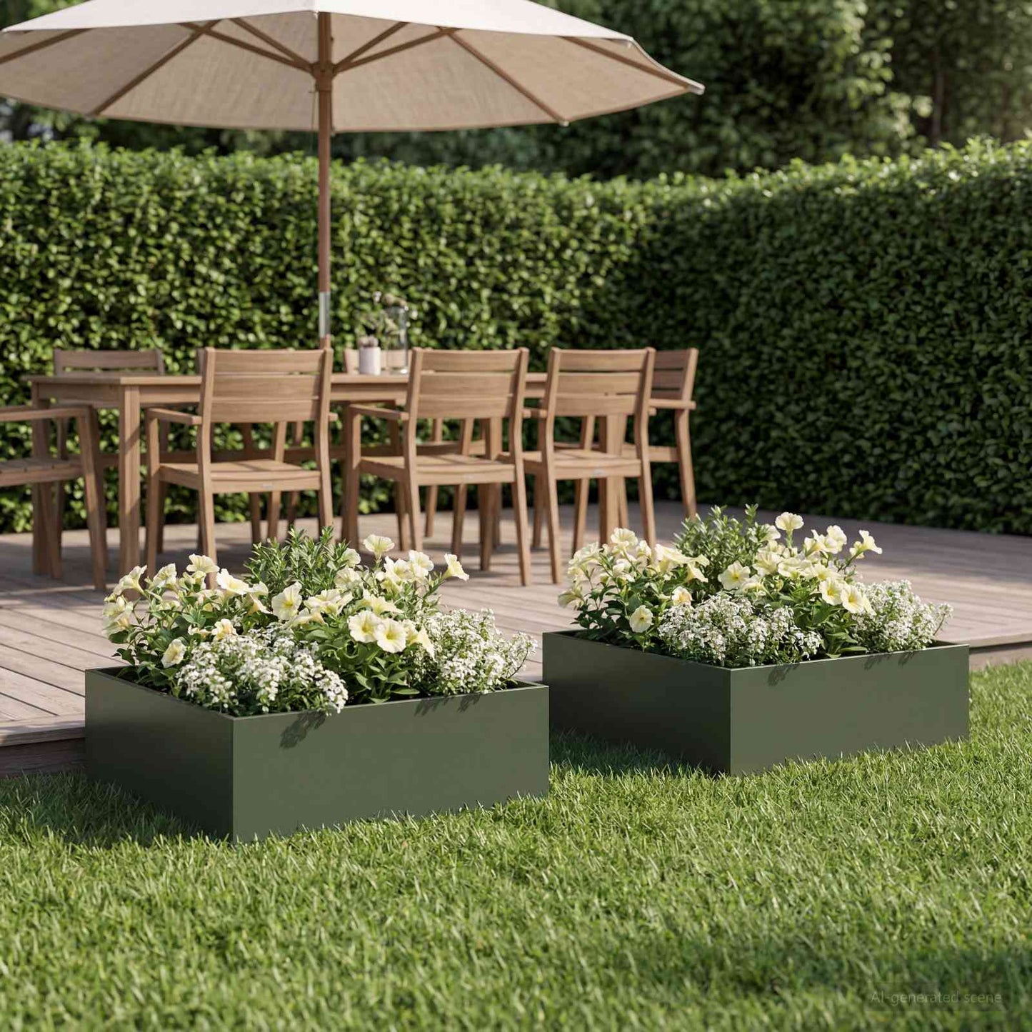 Garden Planter 2 pcs Olive Green 60 x 60 x 20 cm