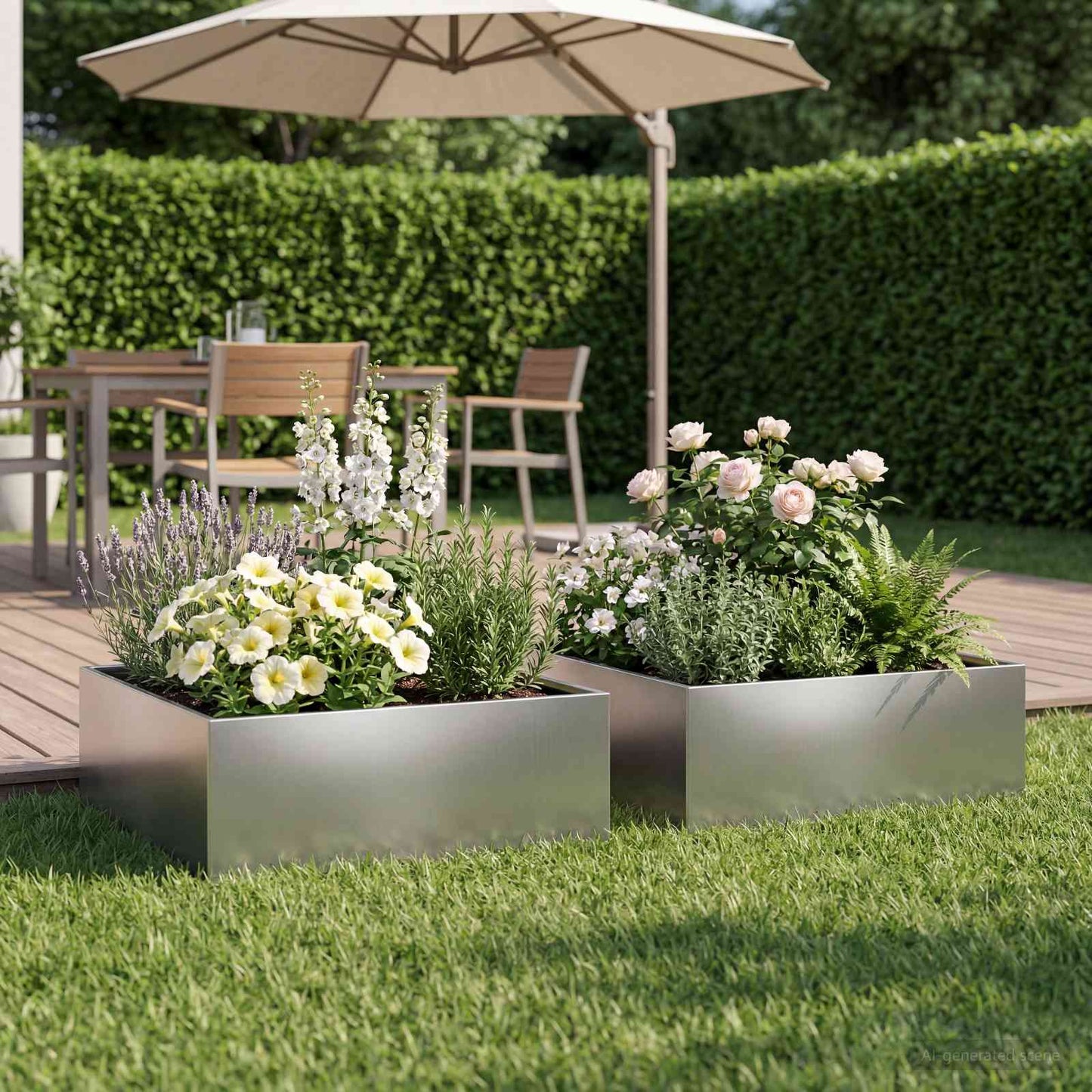 Garden Planter 2 pcs Silver 60 x 60 x 20 cm Stainless Steel