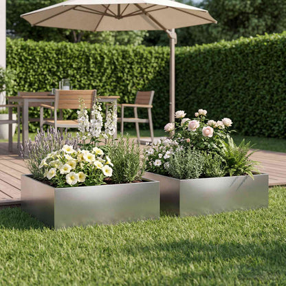 Garden Planter 2 pcs Silver 60 x 60 x 20 cm Stainless Steel