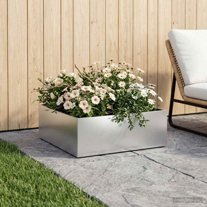 Garden Planter Silver 60 x 60 x 20 cm Galvanised Steel