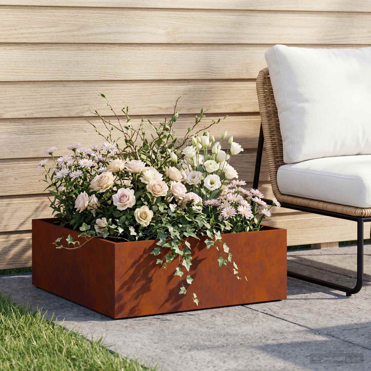 Garden Planter Rusty 60 x 60 x 20 cm Weathering Steel