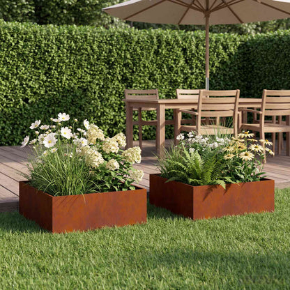 Garden Planter 2 pcs Rusty 60 x 60 x 20 cm Weathering Steel