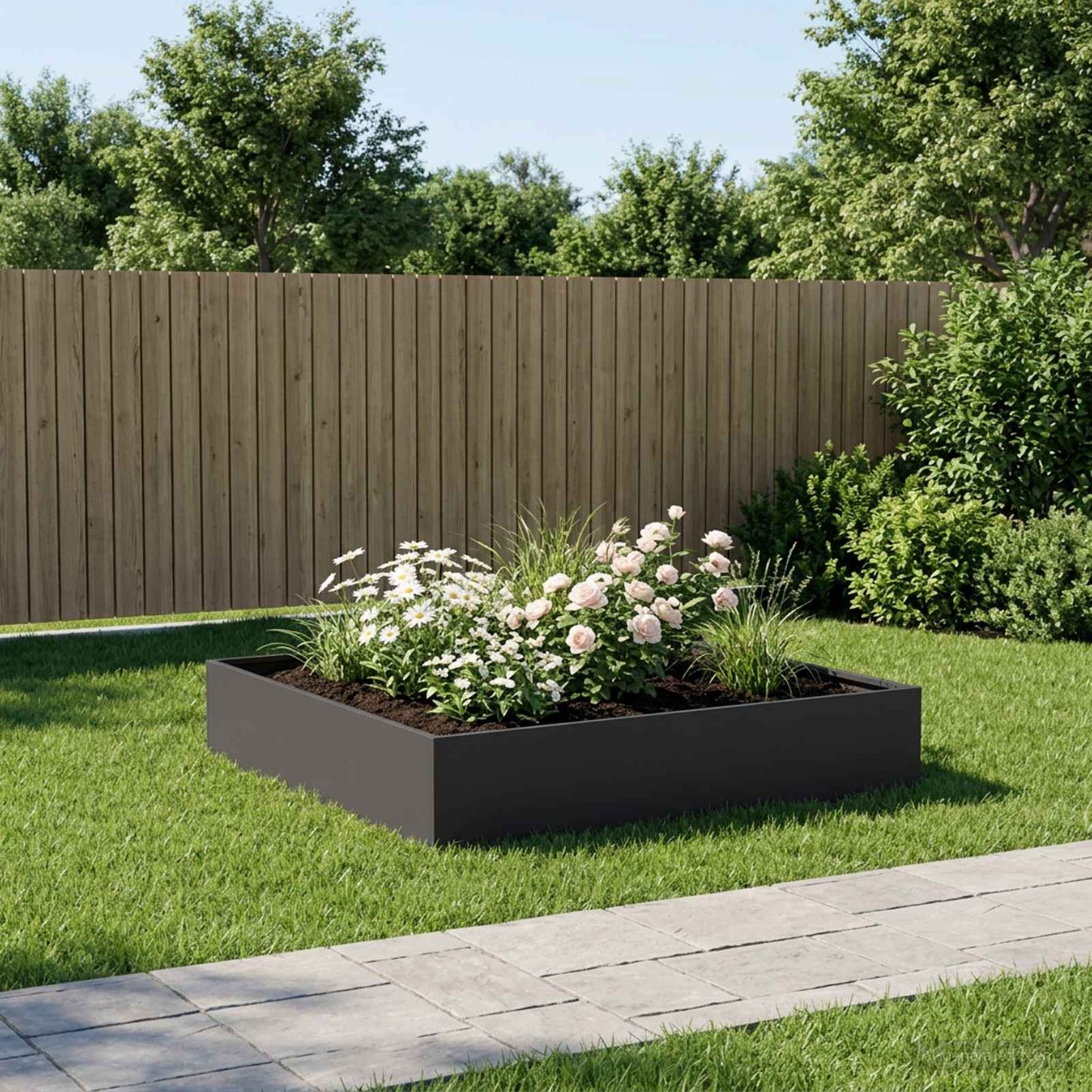 Garden Planter Black 80 x 80 x 20 cm Cold-rolled Steel