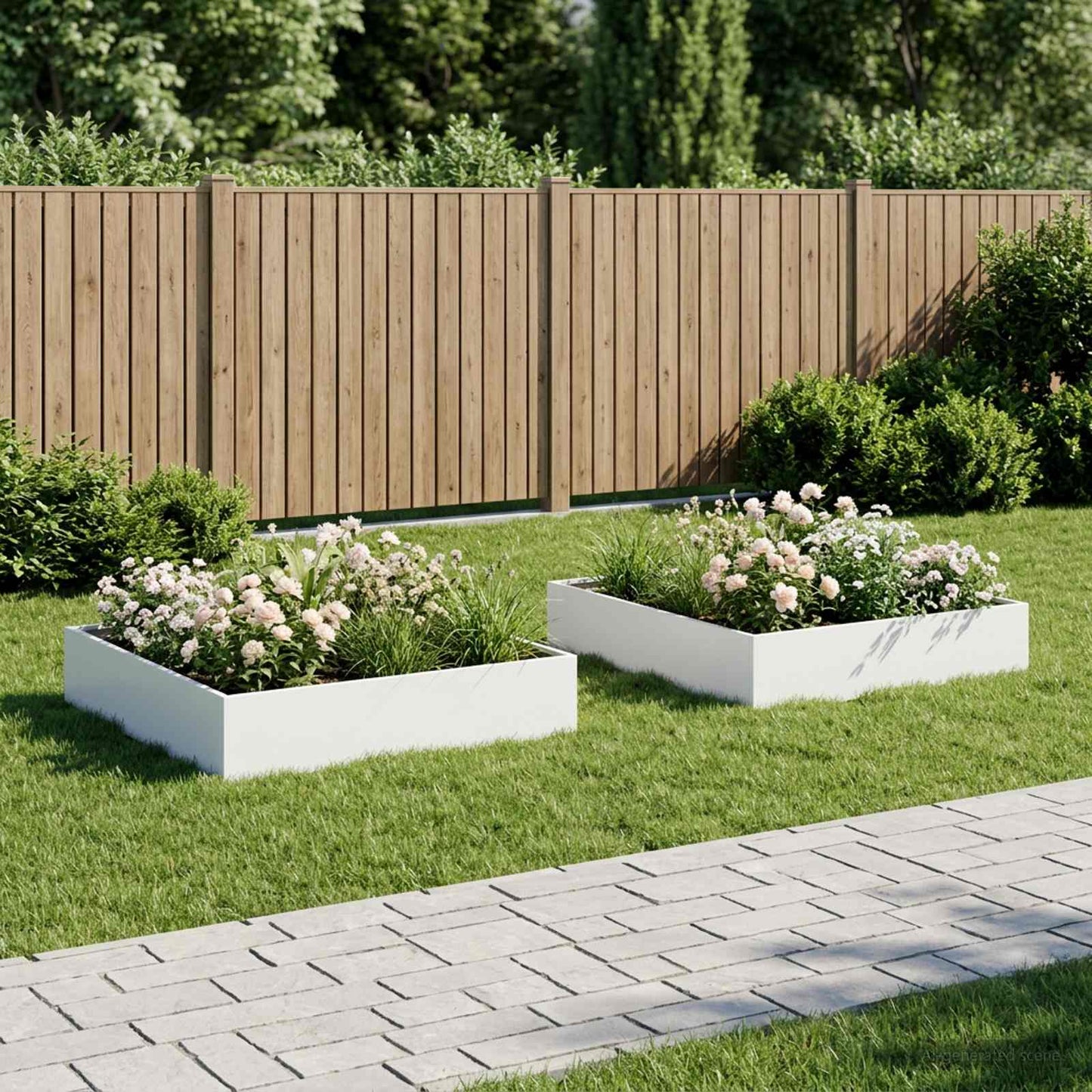 Garden Planter 2 pcs White 80 x 80 x 20 cm Cold-rolled Steel