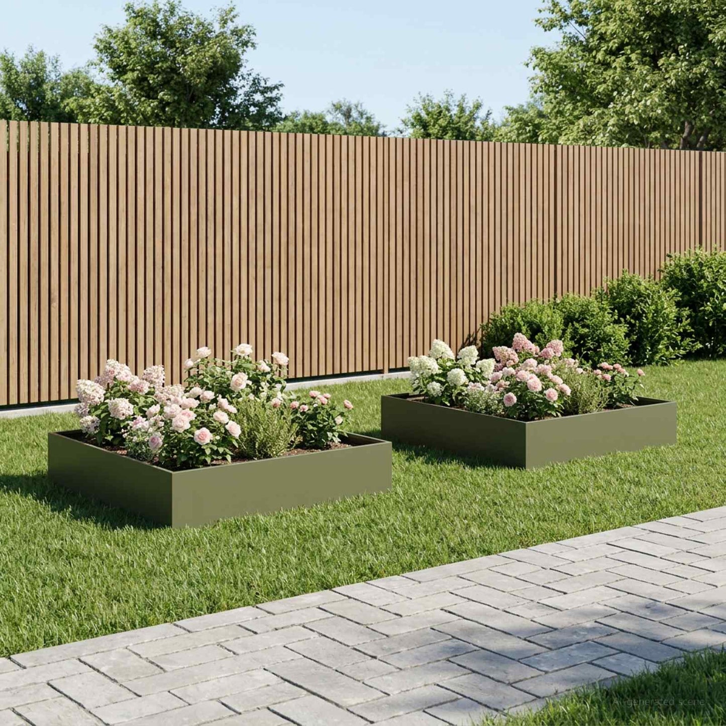 Garden Planter 2 pcs Olive Green 80 x 80 x 20 cm