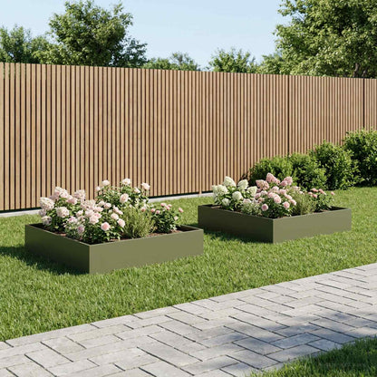 Garden Planter 2 pcs Olive Green 80 x 80 x 20 cm